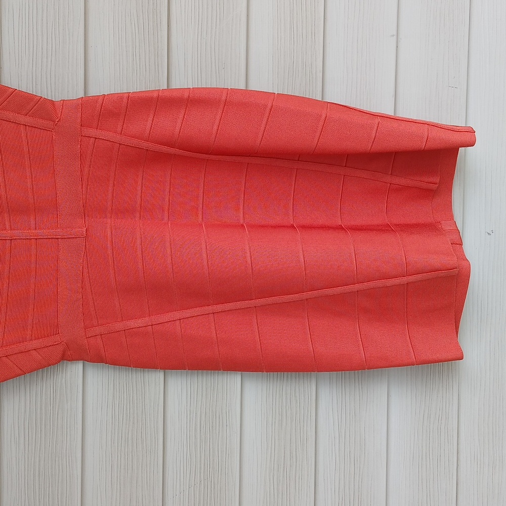NWOT $2147 Herve Leger Orange Bandage Zip Front Dress - Picture 7 of 10